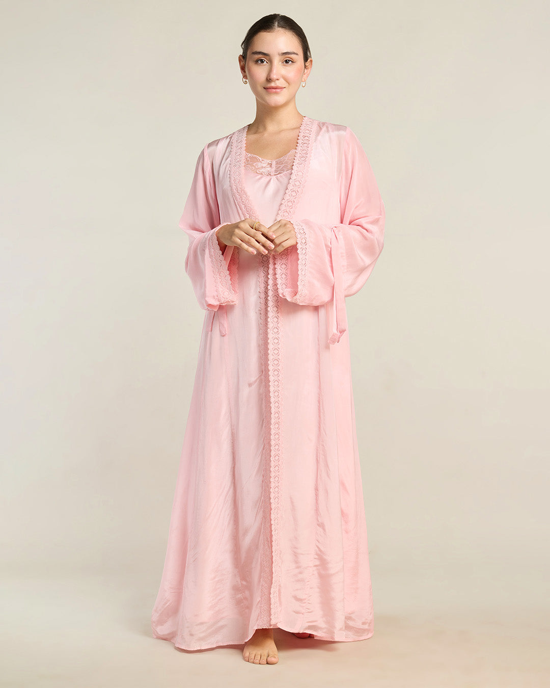 Ebony Satin Long Robe