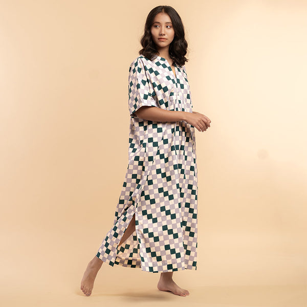 Fable Grid - Maxi Kaftan Dress