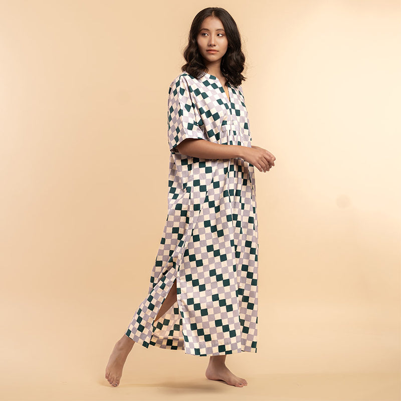 Fable Grid - Maxi Kaftan Dress