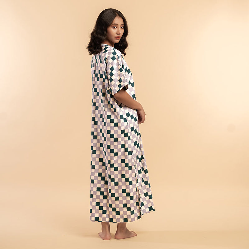 Fable Grid - Maxi Kaftan Dress