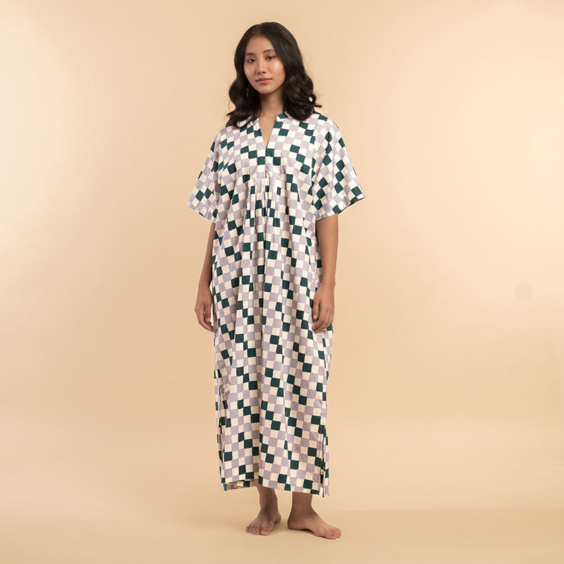 Fable Grid - Maxi Kaftan Dress