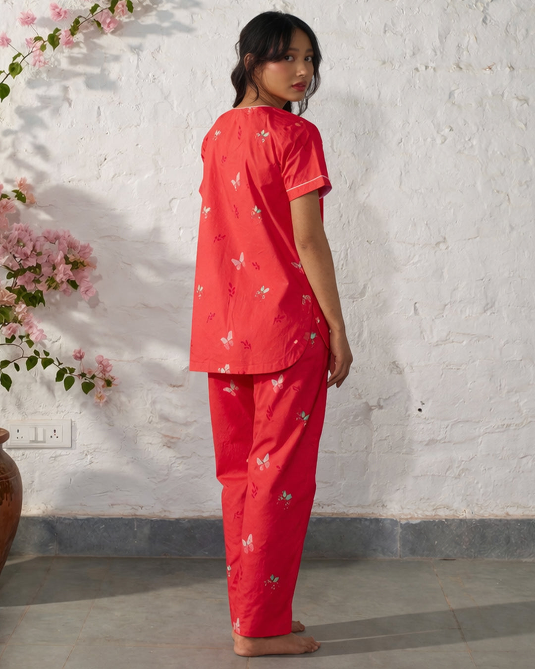 Flutter Bloom - Cove Set <br>Women’s Cotton Dip Neck Pajama Set