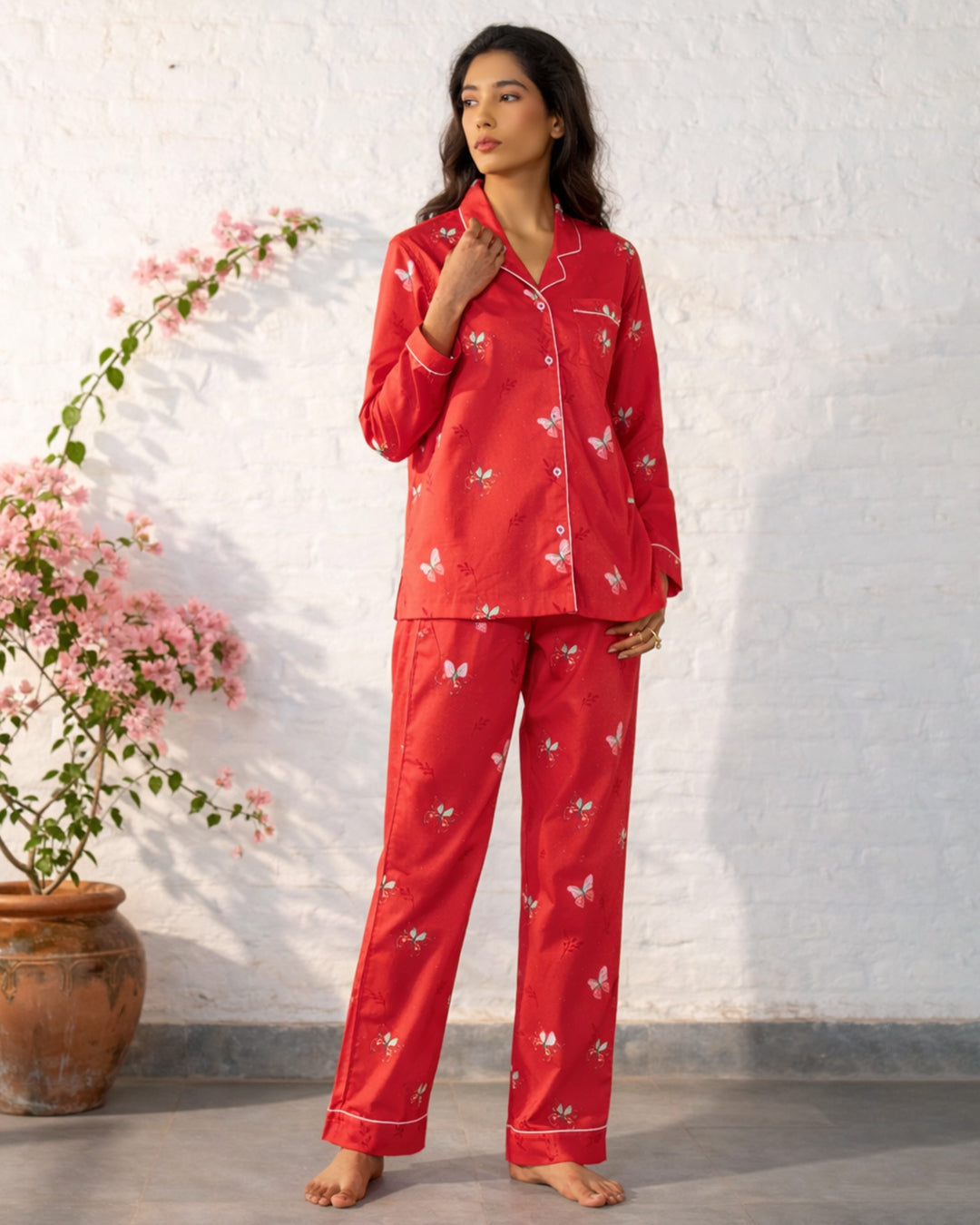 Flutter - Everyday Set<br>Women’s Cotton Notch Collar Pajama Set