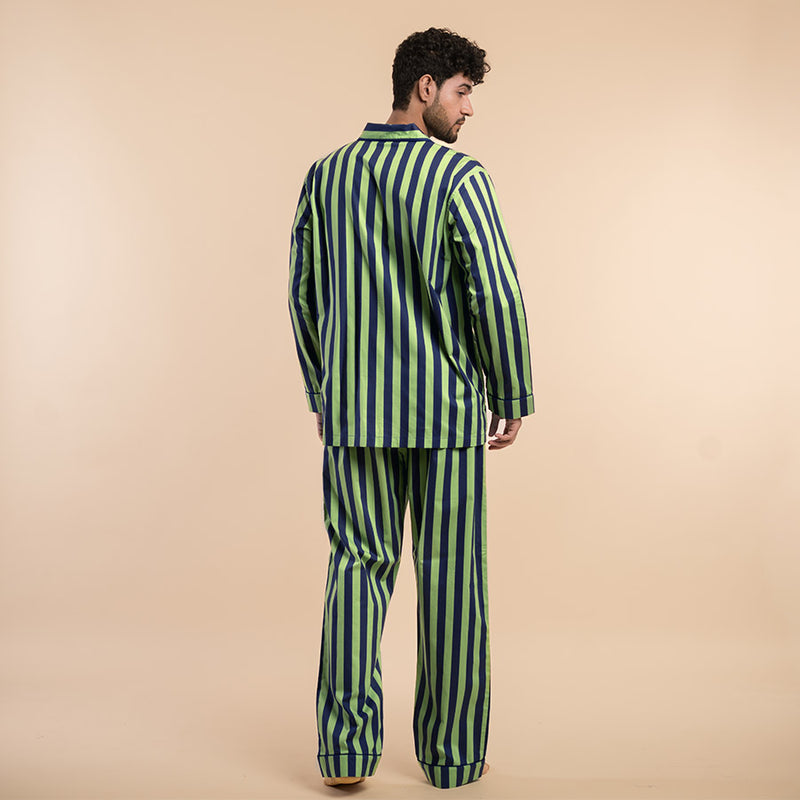 Forest Path Cotton Notched Pyjama Set-Men