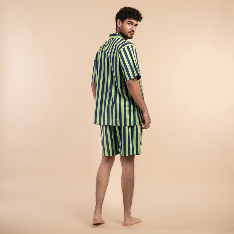 Forest Path Cotton Notched Shorts Set