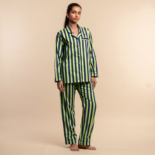Forest Path Cotton Notched Collar Pyjama Set