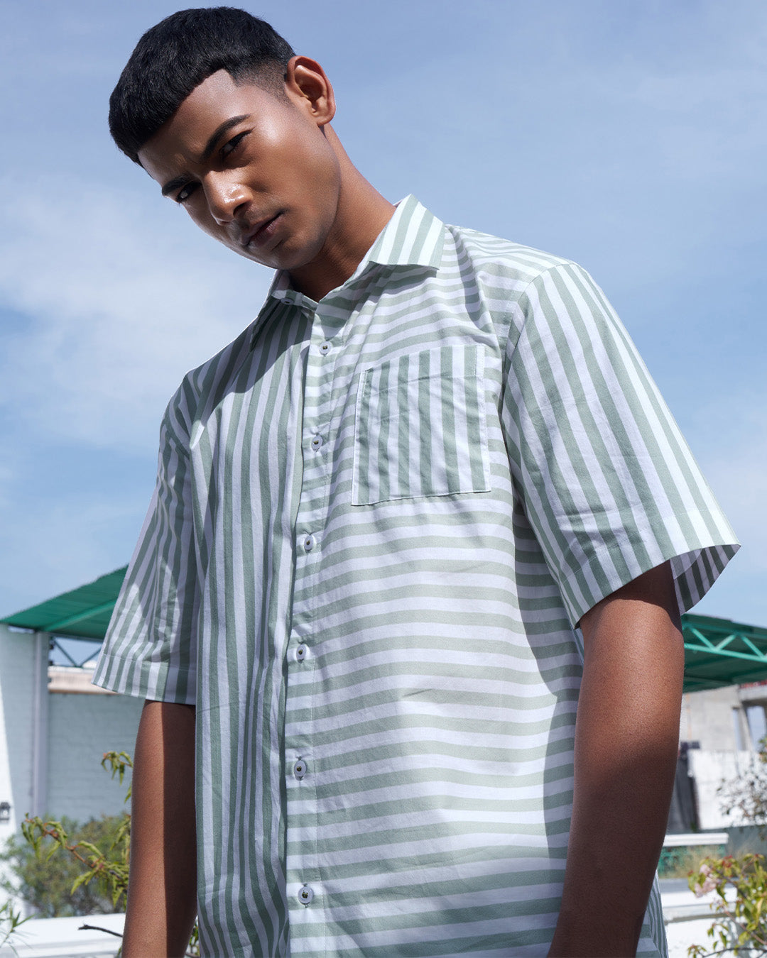 Garden Path Dual Stripe - Everyday Easy Set<br>Men's Cotton Notch Shorts Set