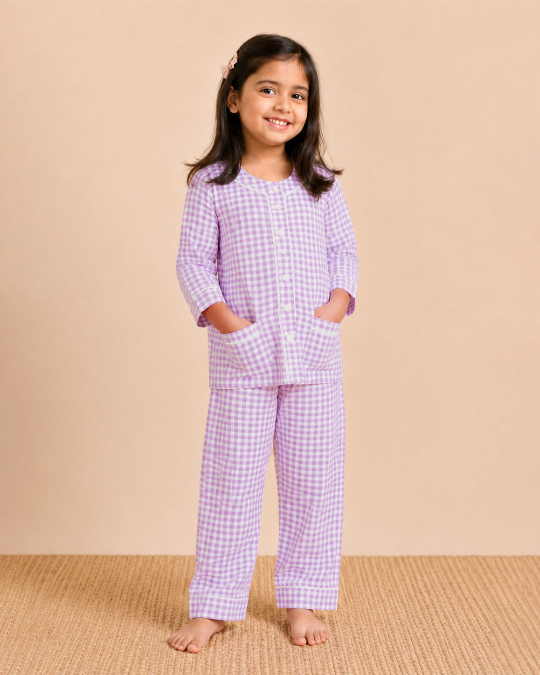 Dream Set <br> Kids Cotton Gingham Henley Pajama Set