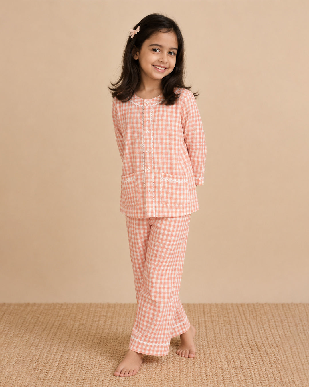 Dream Set <br> Kids Cotton Gingham Henley Pajama Set