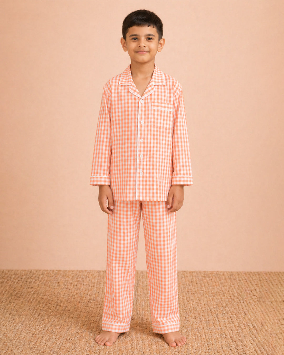 Everyday Set <br> Kids Cotton Gingham Notched Pajama Set