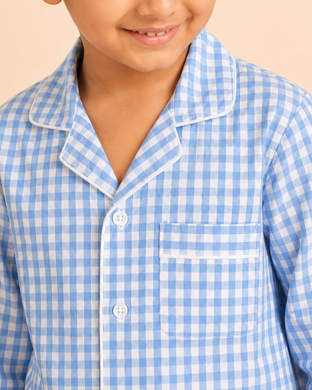 Everyday Set <br> Kids Cotton Gingham Notched Pajama Set