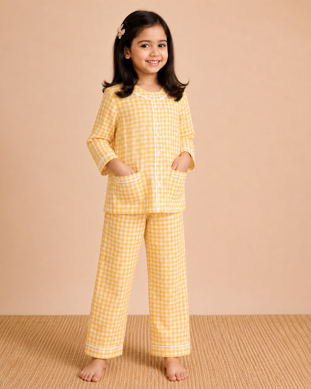 Dream Set <br> Kids Cotton Gingham Henley Pajama Set