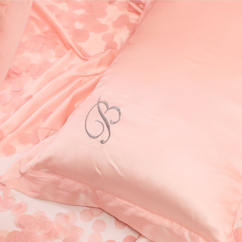 Embroidered Satin Pillowcases - Set of 2
