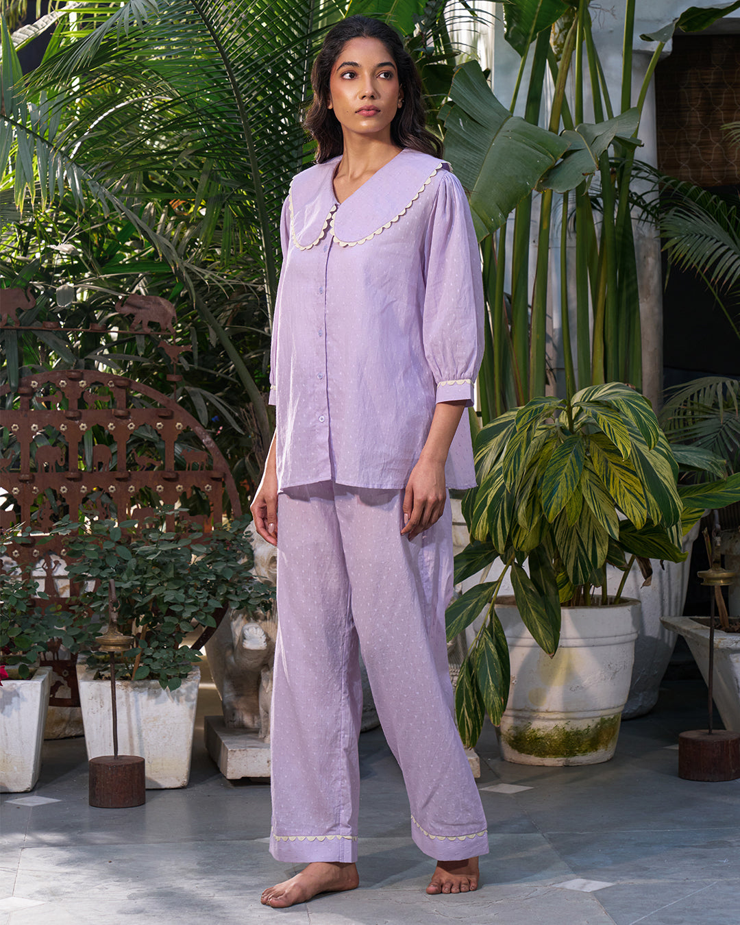 Lavender Bloom - Keepsake Set <br> Women's Peter-Pan Cotton Pajama Set