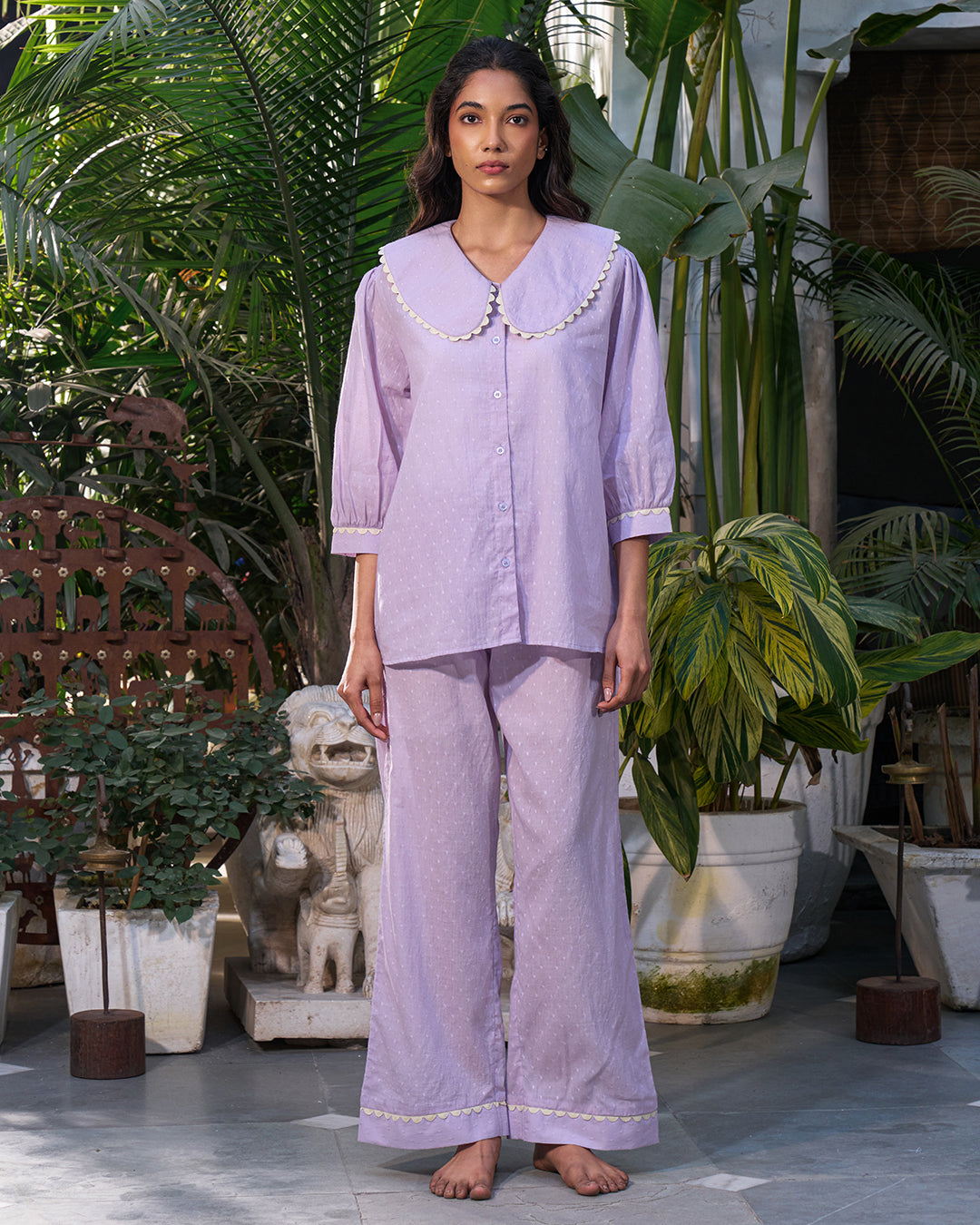 Lavender Bloom - Keepsake Set <br> Women's Peter-Pan Cotton Pajama Set