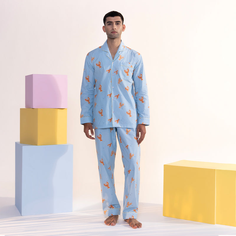 Lobster Cotton Notched Pyjama Set