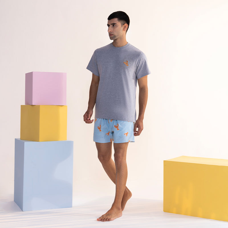 Lobster Embroidered T-Shirt & Cotton Boxers