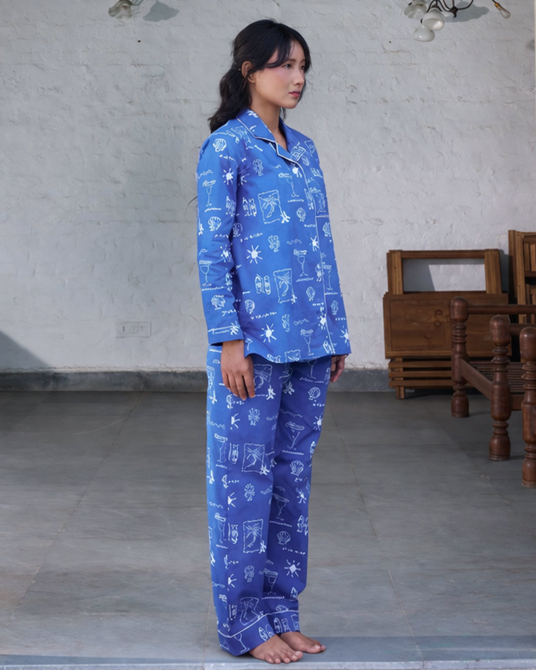 Lobster & Lime - Everyday Set<br>Women’s Cotton Notch Collar Pajama Set