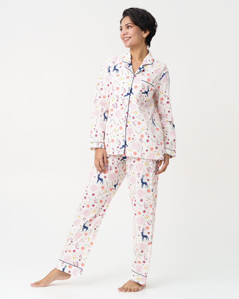 Magic Meadow Cotton Notched Collar Pyjama Set