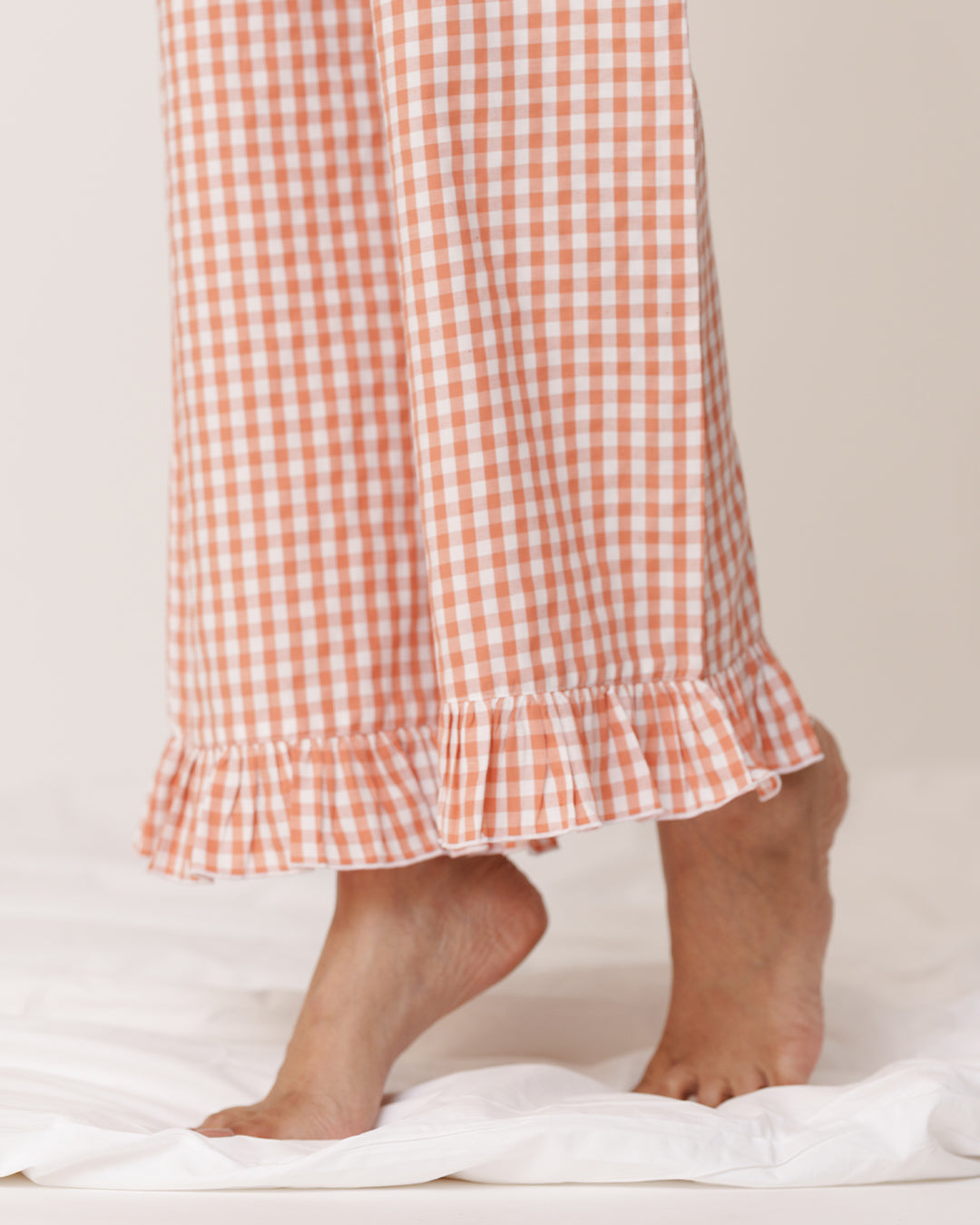 Amber - Bloom Set <br> Women’s Cotton Gingham Frill Pajama Set