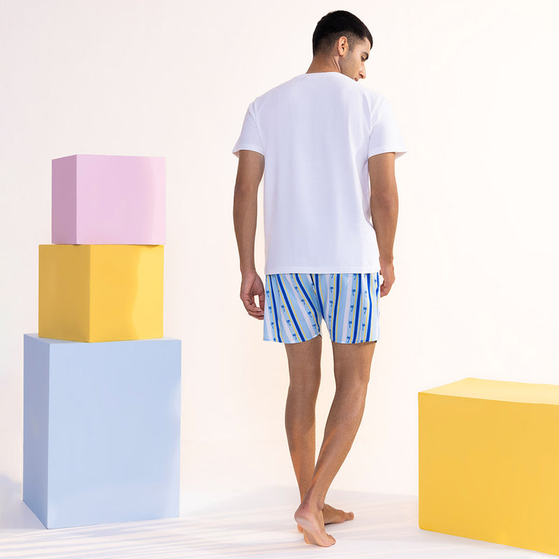 Midnight Palms Embroidered T-Shirt & Cotton Boxers