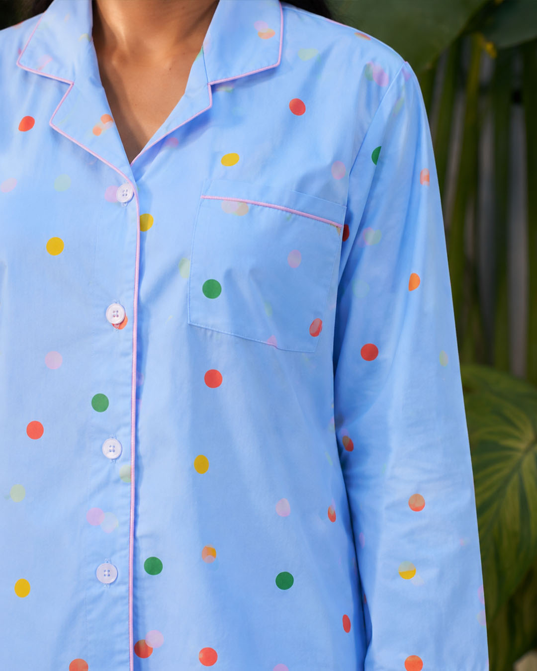 Sky Confetti - Everyday Set<br>Women’s Cotton Notch Collar Pajama Set