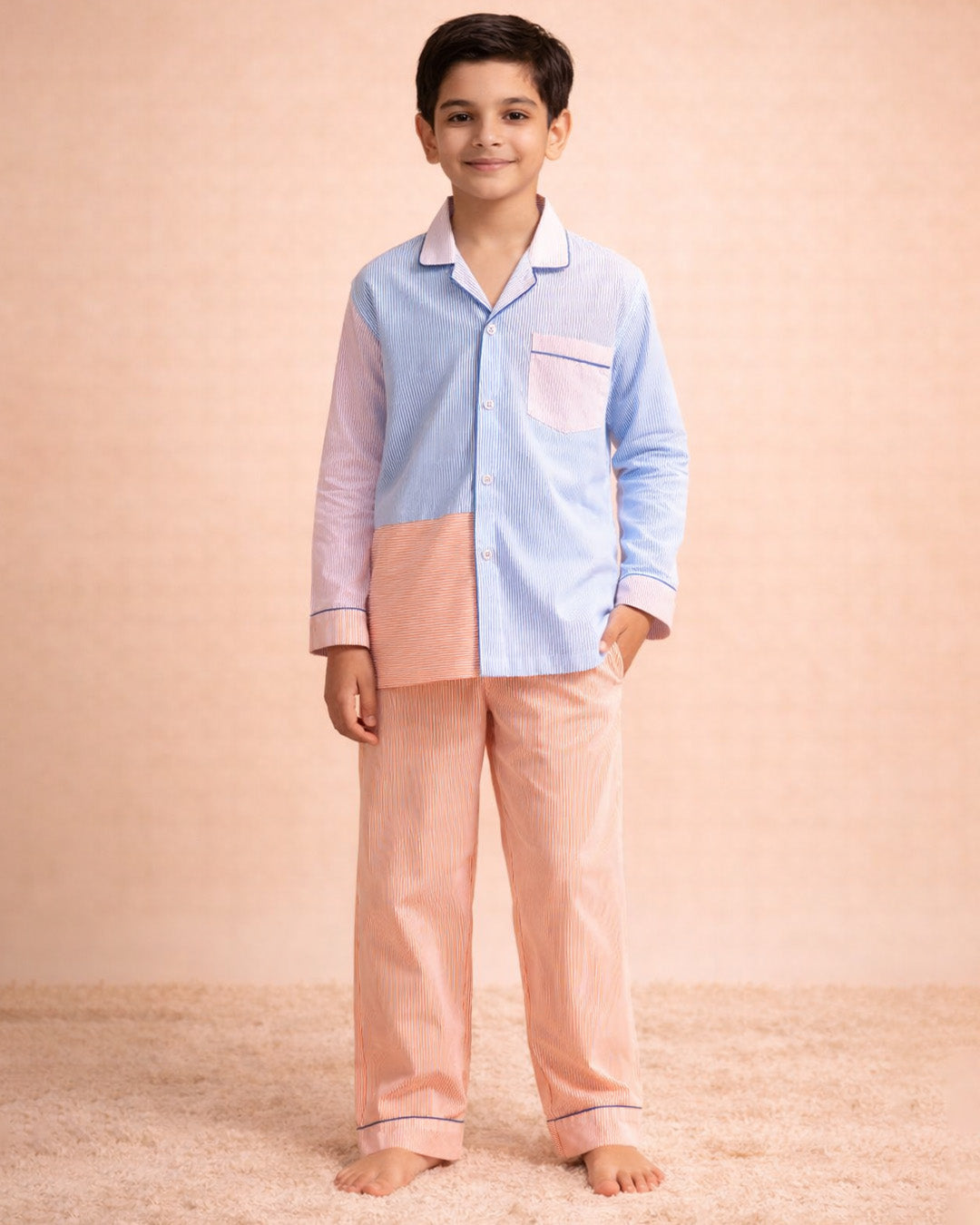 Poppy Stripe - Everyday Set <br> Kids Cotton Notched Pajama Set