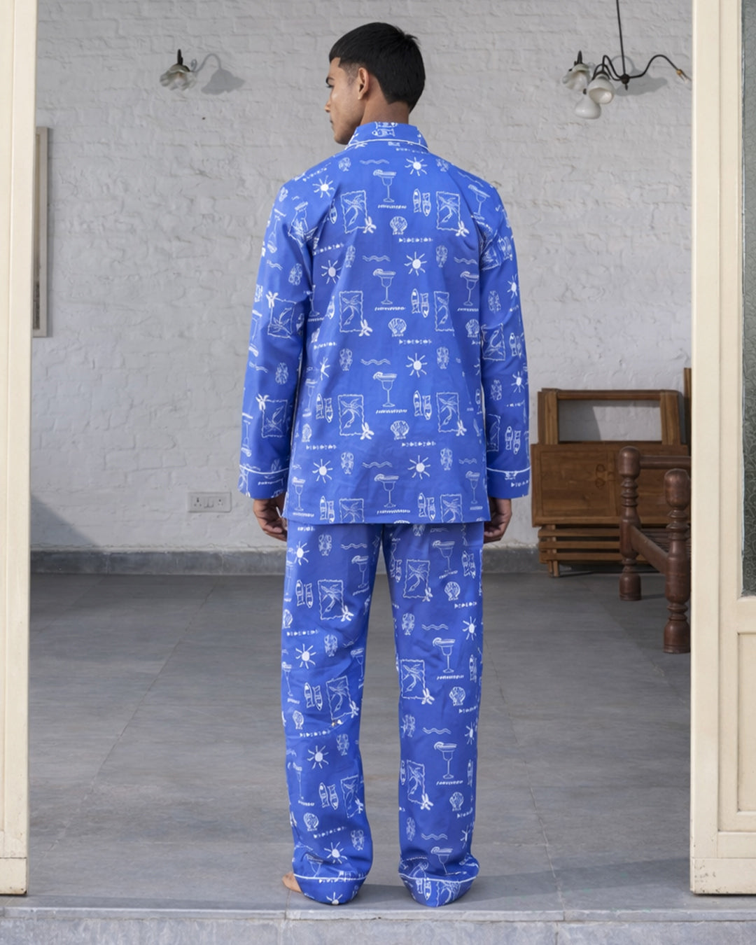 Lobster & Lime - Everyday Set<br>Men's Cotton Notch Collar Pajama Set