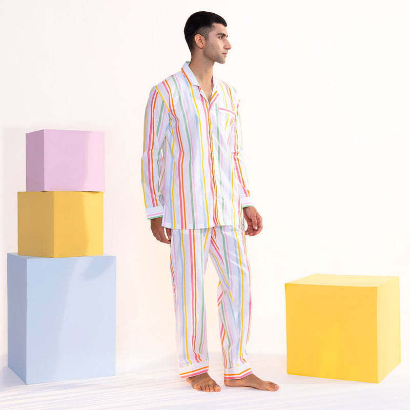 Rainbow Rope Cotton Notched Pyjama Set