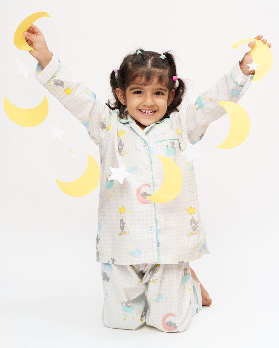 Elephant On Cloud - Everyday Set <br> Kids Cotton Notched Pajama Set