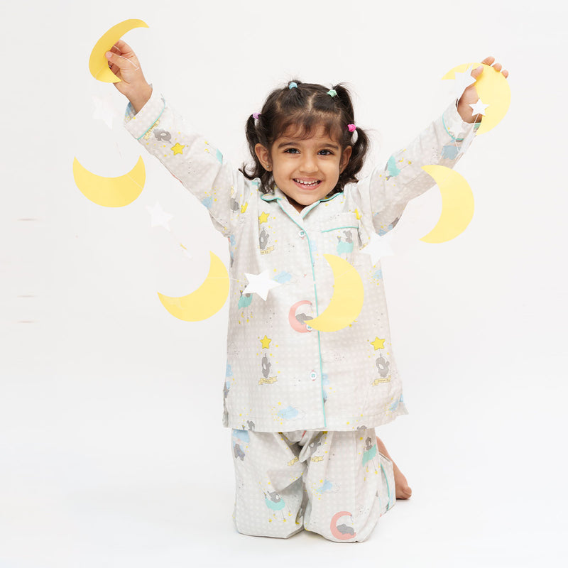 Elephant On Cloud Cotton Notched Pyjama Set