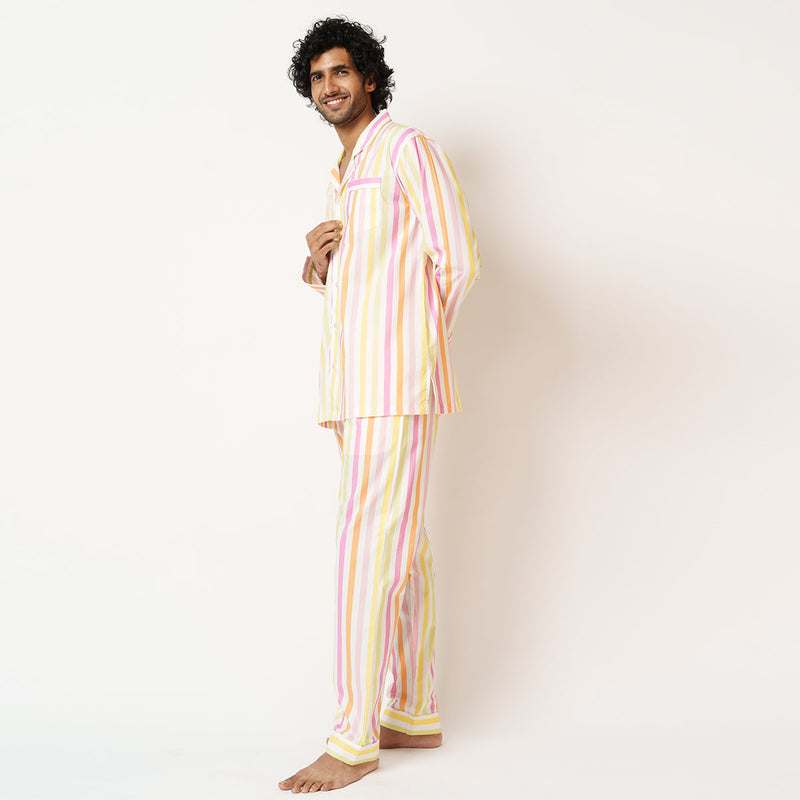 Tropical Punch Cotton Notched Pyjama - Men