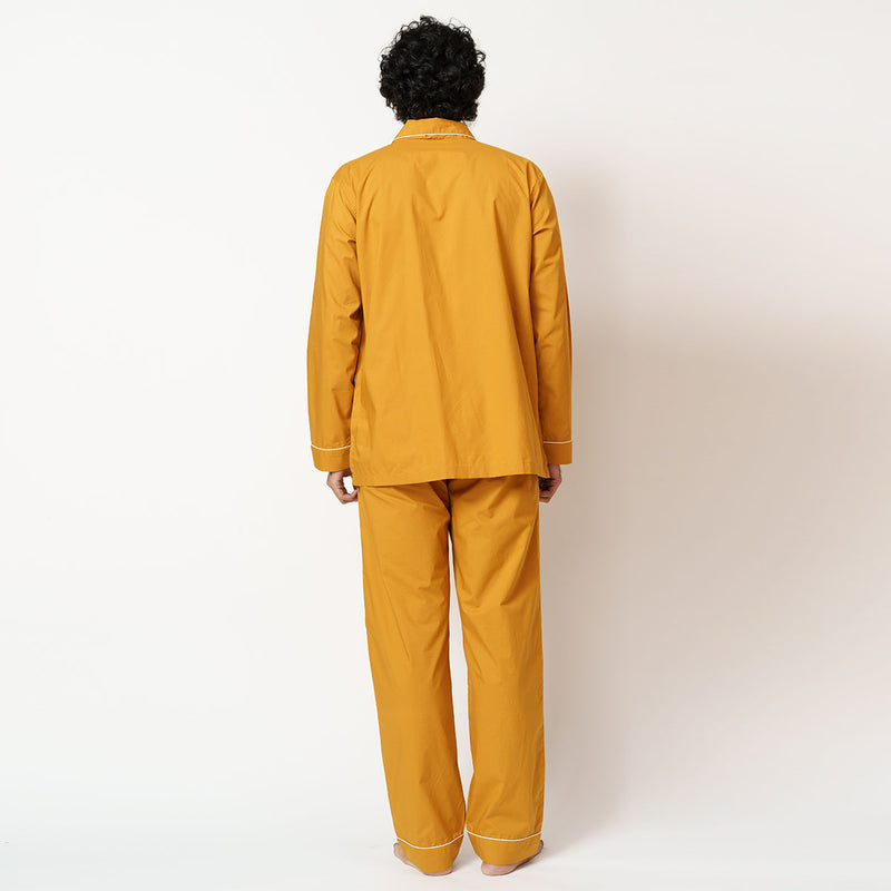 Mustard Muse Cotton Notched Pyjama Set