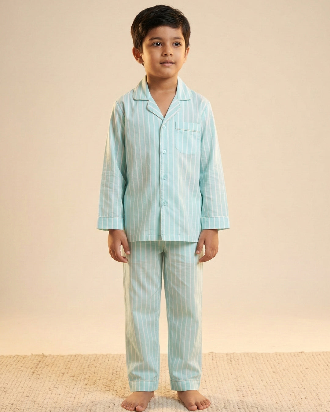 Seafoam - Everyday Set <br> Kids Cotton Notched Pajama Set