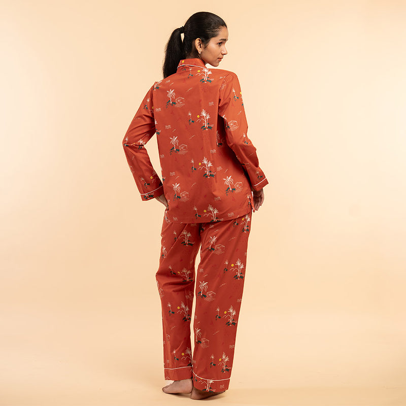 Rustic Shores Cotton Notched Collar Pyjama Set