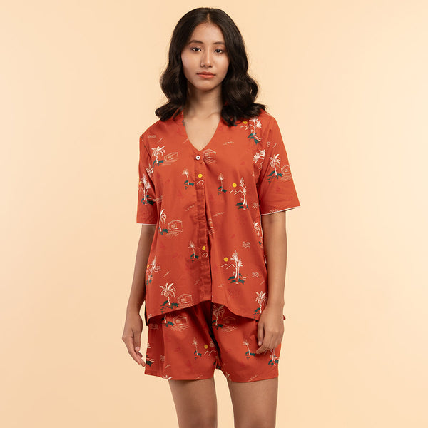 Rustic Shores Cotton High Low Shorts Set