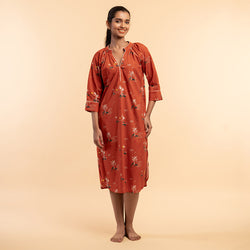 Rustic Shores Cotton Dip-Neck Sleep Dress