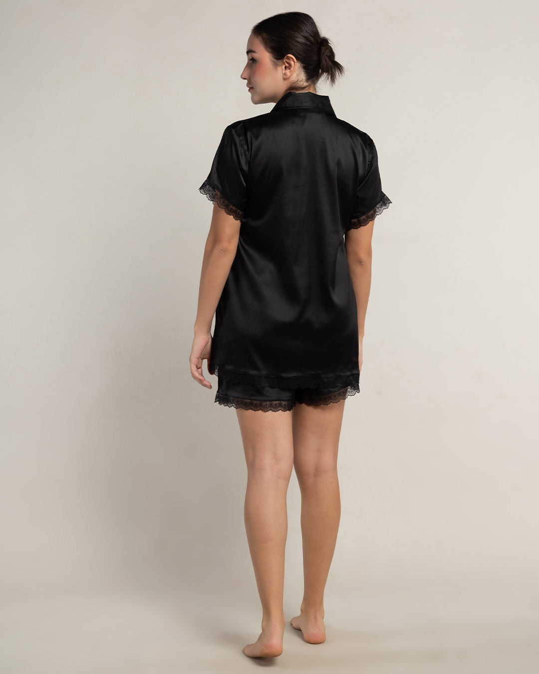 Ebony Satin Shorts Set