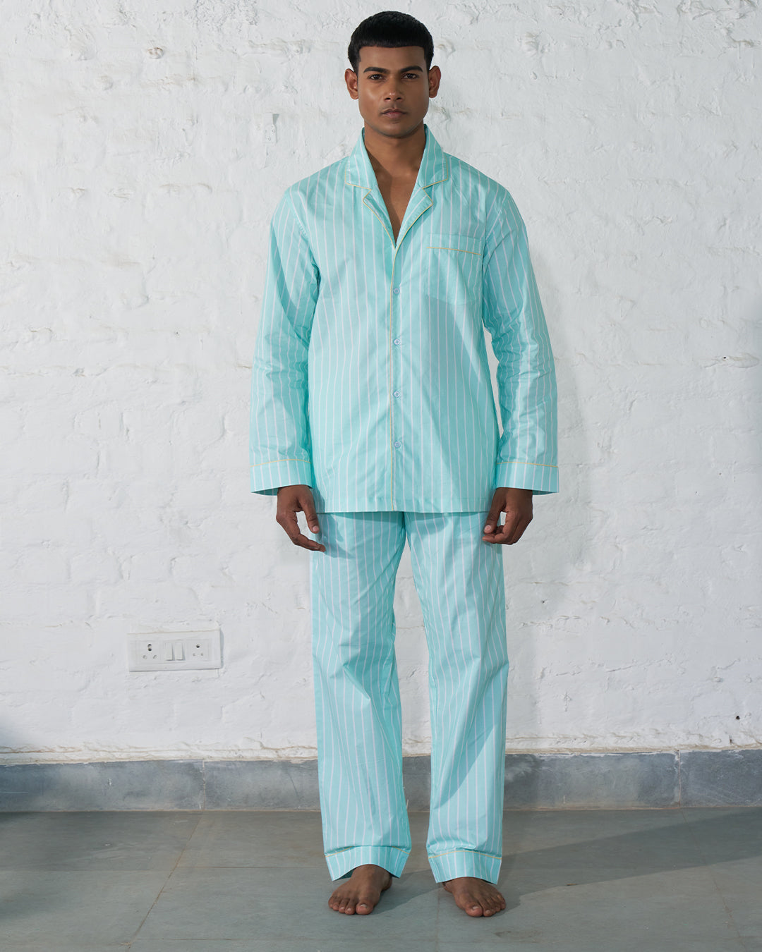 Seafoam - Everday Set<br>Men's Cotton Notch Collar Pajama Set
