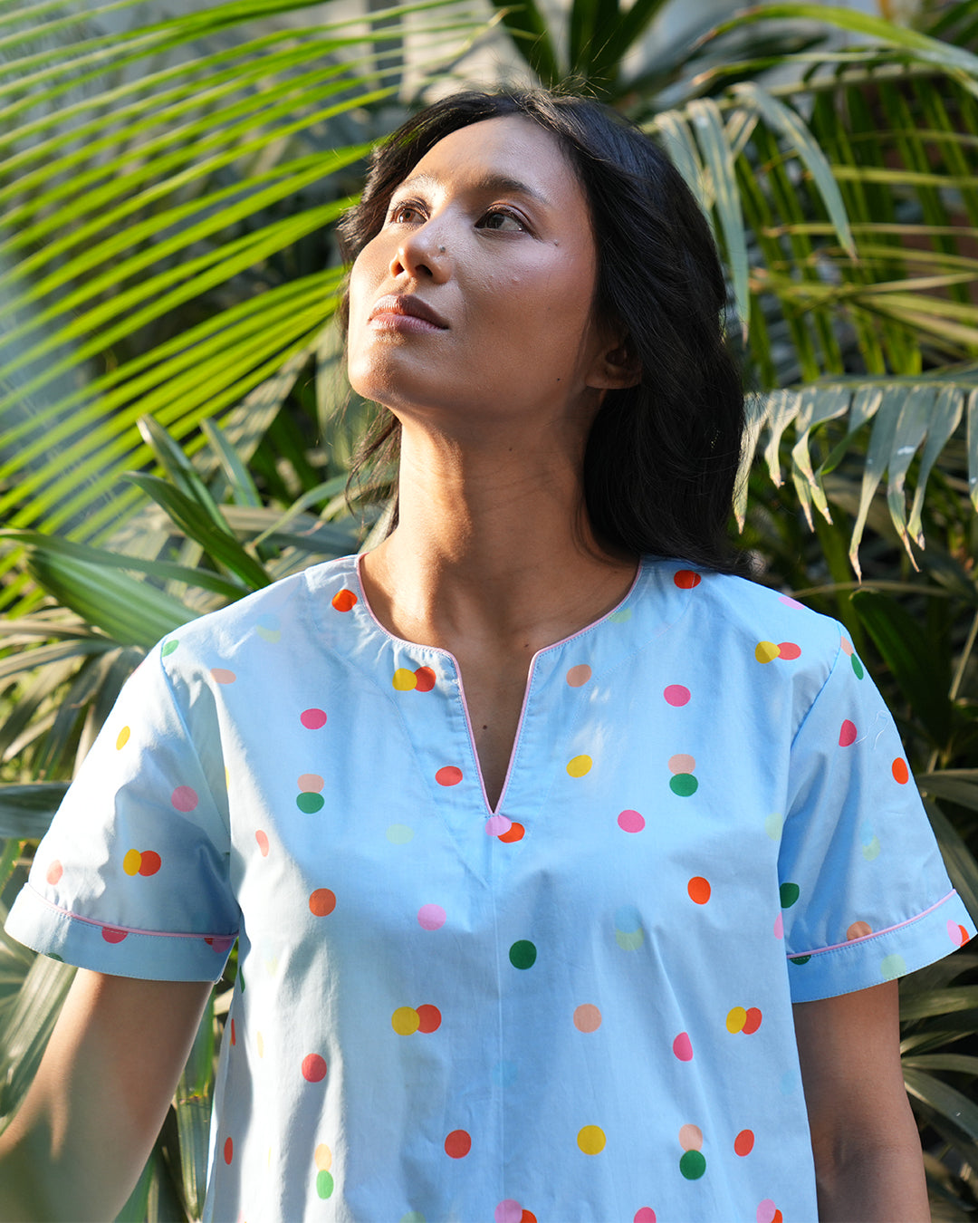Sky confetti - Cove Set<br>Women’s Cotton Dip Neck Pajama Set