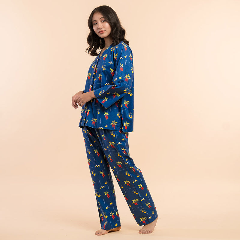 Spice Trail Cotton V-Neck Pyjama Set