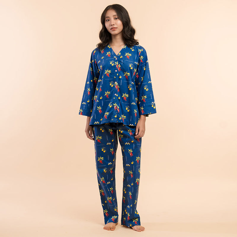 Spice Trail Cotton V-Neck Pyjama Set