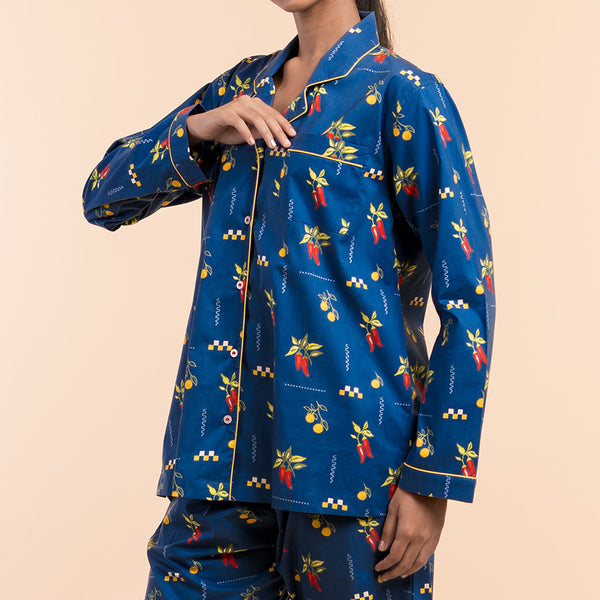 Spice Trail Cotton Notched Collar Pyjama Set