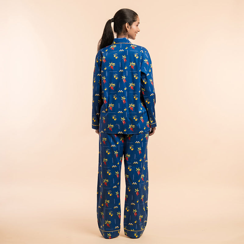 Spice Trail Cotton Notched Collar Pyjama Set