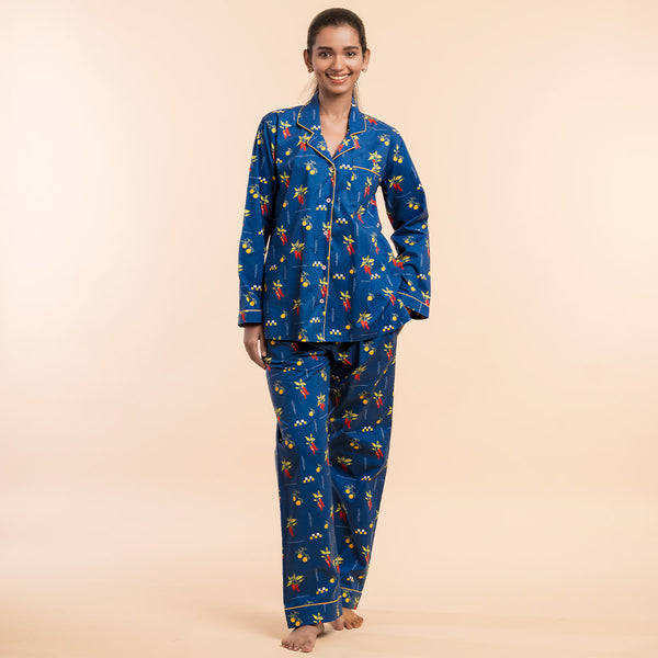 Spice Trail Cotton Notched Collar Pyjama Set