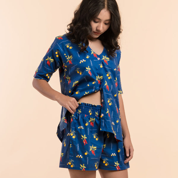 Spice Trail Cotton High Low Shorts Set