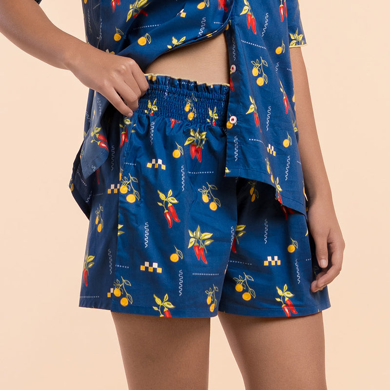 Spice Trail Cotton High Low Shorts Set