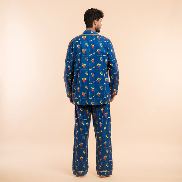 Spice Trail Cotton Notched Pyjama Set - Men
