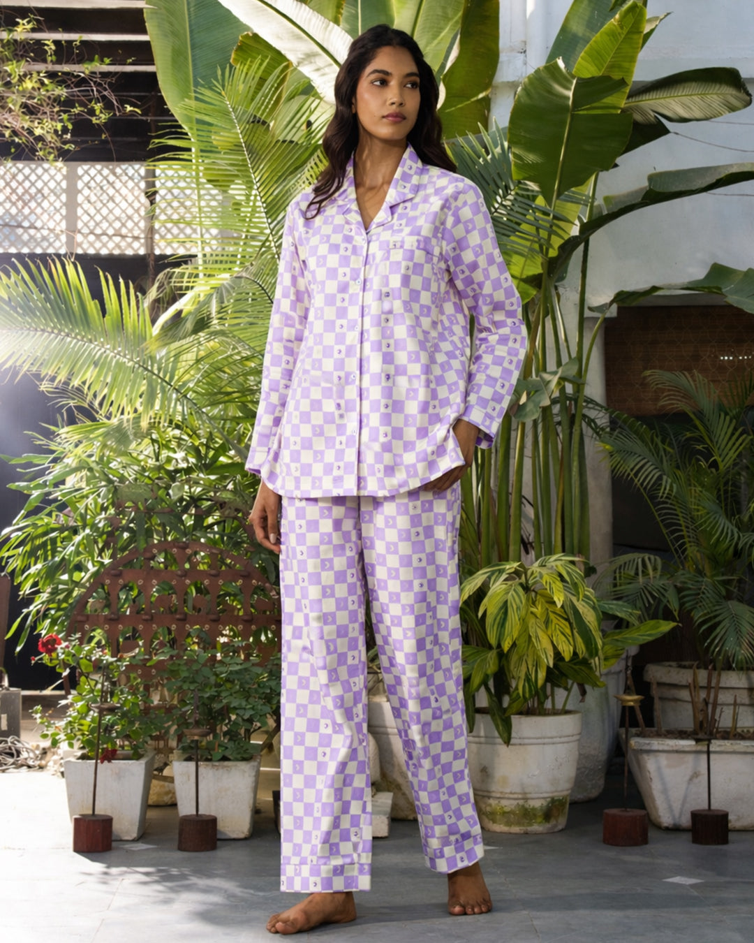 Sun & Moon - Everyday Set<br>Women’s Cotton Notch Collar Pajama Set