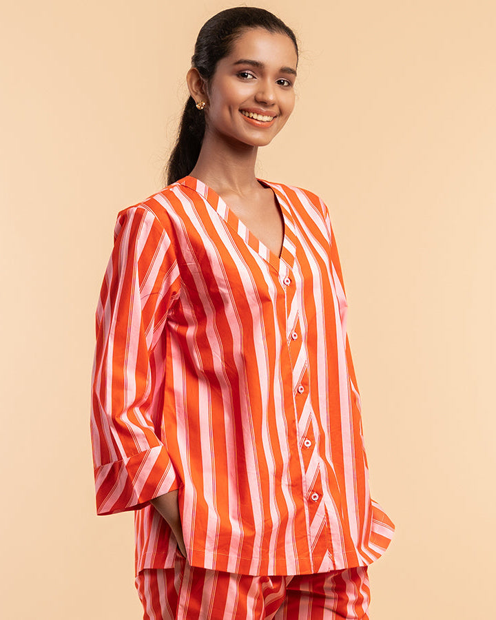 Tangerine Pop Cotton Relaxed Pyjama Set